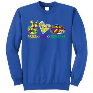 Peace Love King Cake Funny Mardi Gras Festival Party Gift Tall Sweatshirt