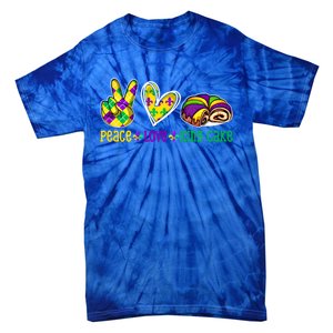 Peace Love King Cake Funny Mardi Gras Festival Party Gift Tie-Dye T-Shirt