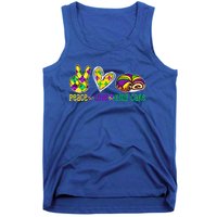 Peace Love King Cake Funny Mardi Gras Festival Party Gift Tank Top