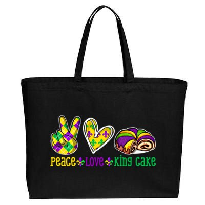 Peace Love King Cake Funny Mardi Gras Festival Party Gift Cotton Canvas Jumbo Tote