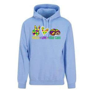 Peace Love King Cake Funny Mardi Gras Festival Party Gift Unisex Surf Hoodie