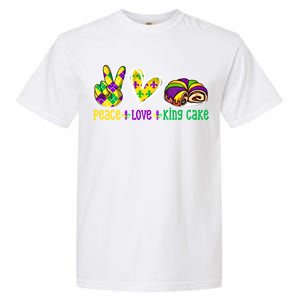 Peace Love King Cake Funny Mardi Gras Festival Party Gift Garment-Dyed Heavyweight T-Shirt