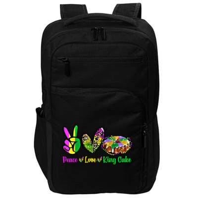 Peace Love King Cake Funny Mardi Gras Festival Party Gift Impact Tech Backpack