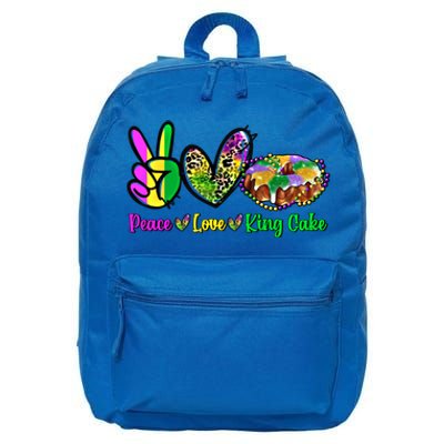 Peace Love King Cake Funny Mardi Gras Festival Party Gift 16 in Basic Backpack