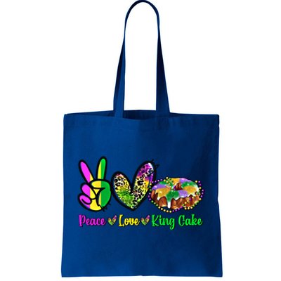 Peace Love King Cake Funny Mardi Gras Festival Party Gift Tote Bag