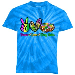 Peace Love King Cake Funny Mardi Gras Festival Party Gift Kids Tie-Dye T-Shirt