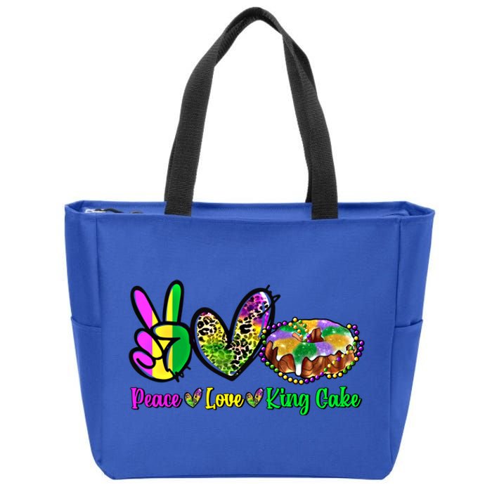 Peace Love King Cake Funny Mardi Gras Festival Party Gift Zip Tote Bag