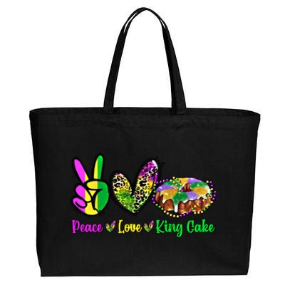 Peace Love King Cake Funny Mardi Gras Festival Party Gift Cotton Canvas Jumbo Tote