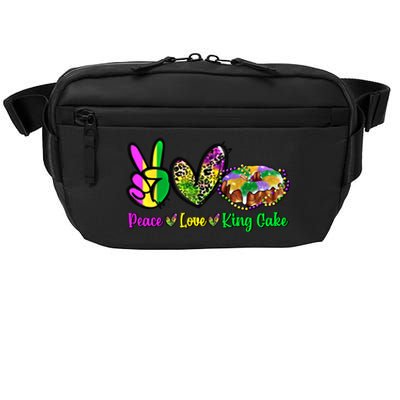 Peace Love King Cake Funny Mardi Gras Festival Party Gift Crossbody Pack