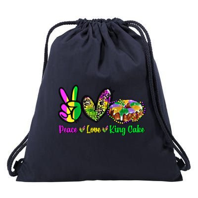 Peace Love King Cake Funny Mardi Gras Festival Party Gift Drawstring Bag