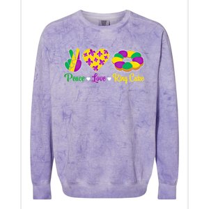 Peace Love King Cake Funny Mardi Gras Festival Party Gift Colorblast Crewneck Sweatshirt