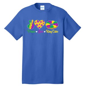 Peace Love King Cake Funny Mardi Gras Festival Party Gift Tall T-Shirt