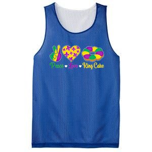 Peace Love King Cake Funny Mardi Gras Festival Party Gift Mesh Reversible Basketball Jersey Tank