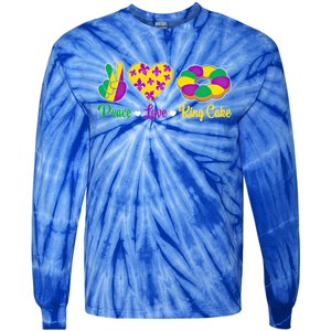 Peace Love King Cake Funny Mardi Gras Festival Party Gift Tie-Dye Long Sleeve Shirt