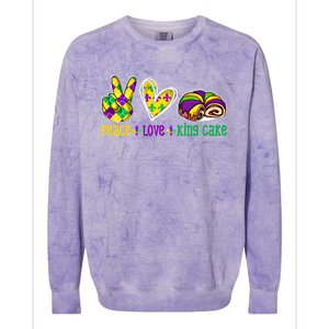 Peace Love King Cake Funny Mardi Gras Festival Party Great Gift Colorblast Crewneck Sweatshirt