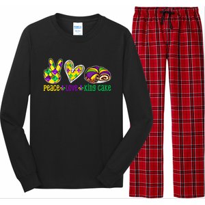 Peace Love King Cake Funny Mardi Gras Festival Party Great Gift Long Sleeve Pajama Set