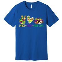 Peace Love King Cake Funny Mardi Gras Festival Party Great Gift Premium T-Shirt