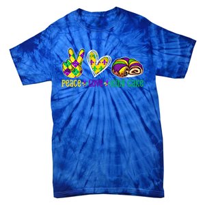 Peace Love King Cake Funny Mardi Gras Festival Party Great Gift Tie-Dye T-Shirt