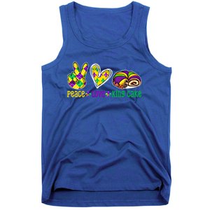 Peace Love King Cake Funny Mardi Gras Festival Party Great Gift Tank Top