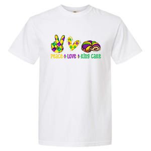 Peace Love King Cake Funny Mardi Gras Festival Party Great Gift Garment-Dyed Heavyweight T-Shirt