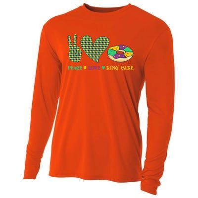 Peace Love King Cake Funny Mardi Gras King Cake Lover Gift Cooling Performance Long Sleeve Crew