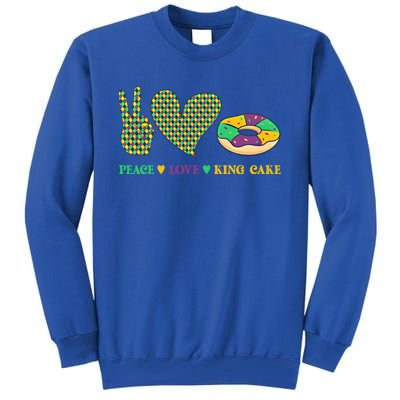 Peace Love King Cake Funny Mardi Gras King Cake Lover Gift Tall Sweatshirt