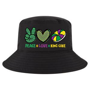 Peace Love King Cake Funny Mardi Gras King Cake Party Outfit Funny Gift Cool Comfort Performance Bucket Hat