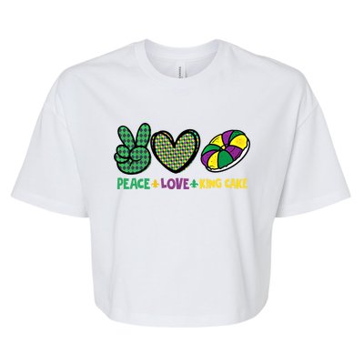 Peace Love King Cake Funny Mardi Gras King Cake Party Outfit Funny Gift Bella+Canvas Jersey Crop Tee