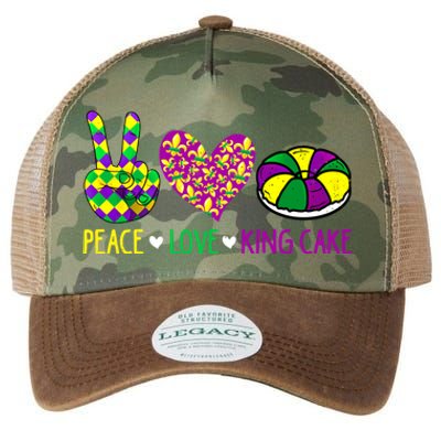 Peace Love King Cake Funny Mardi Gras New Orleans Parade Meaningful Gift Legacy Tie Dye Trucker Hat