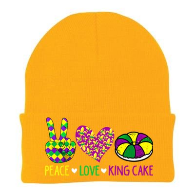 Peace Love King Cake Funny Mardi Gras New Orleans Parade Meaningful Gift Knit Cap Winter Beanie