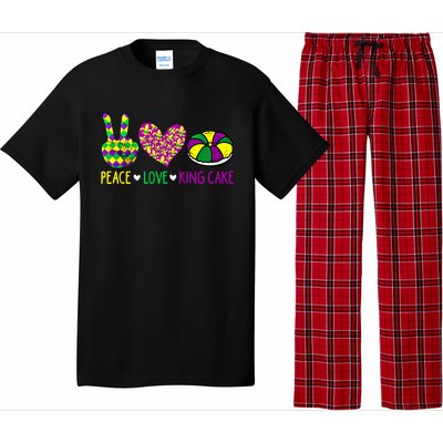 Peace Love King Cake Funny Mardi Gras New Orleans Parade Meaningful Gift Pajama Set