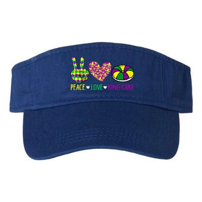 Peace Love King Cake Funny Mardi Gras New Orleans Parade Meaningful Gift Valucap Bio-Washed Visor