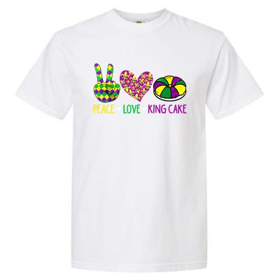 Peace Love King Cake Funny Mardi Gras New Orleans Parade Meaningful Gift Garment-Dyed Heavyweight T-Shirt