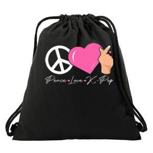 Peace Love Kpop Cute Kpop Music Anime Lover Drawstring Bag