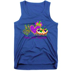 Peace Love King Cake Funny Mardi Gras Party Carnival Funny Gift Cute Gift Tank Top