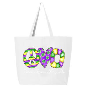 Peace Love King Cake Funny Mardi Gras Party Carnival Funny Gift 25L Jumbo Tote