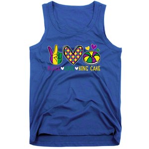 Peace Love King Cake Funny Mardi Gras Party Carnival Parade Cute Gift Tank Top