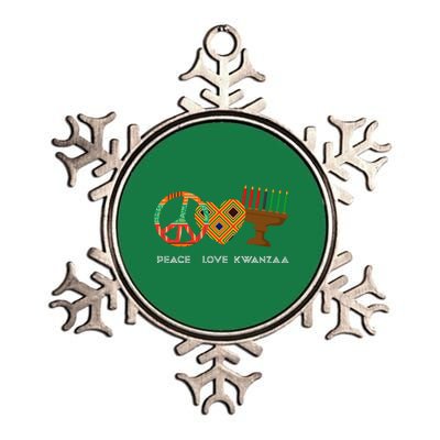 Peace Love Kwanzaa African American Celebration Metallic Star Ornament