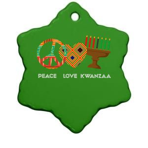 Peace Love Kwanzaa African American Celebration Ceramic Star Ornament