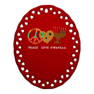 Peace Love Kwanzaa African American Celebration Ceramic Oval Ornament