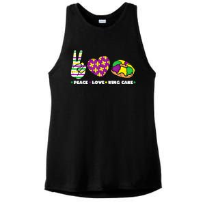 Peace Love King Cake Funny Mardi Gras Party Carnival Great Gift Ladies PosiCharge Tri-Blend Wicking Tank