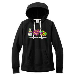 Peace Love King Cake Funny Mardi Gras Party Carnival Great Gift Women's Fleece Hoodie