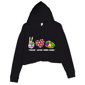 Peace Love King Cake Funny Mardi Gras Party Carnival Great Gift Crop Fleece Hoodie