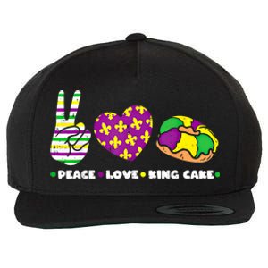 Peace Love King Cake Funny Mardi Gras Party Carnival Great Gift Wool Snapback Cap