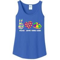 Peace Love King Cake Funny Mardi Gras Party Carnival Great Gift Ladies Essential Tank