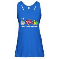 Peace Love King Cake Funny Mardi Gras Party Carnival Great Gift Ladies Essential Flowy Tank