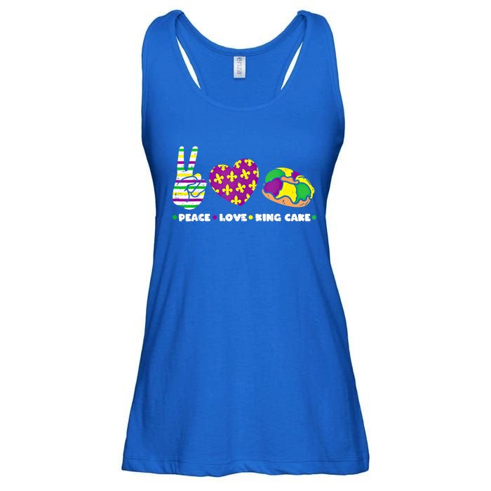 Peace Love King Cake Funny Mardi Gras Party Carnival Great Gift Ladies Essential Flowy Tank