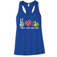 Peace Love King Cake Funny Mardi Gras Party Carnival Great Gift Women's Racerback Tank