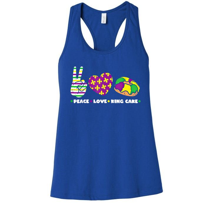 Peace Love King Cake Funny Mardi Gras Party Carnival Great Gift Women's Racerback Tank