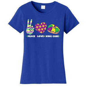 Peace Love King Cake Funny Mardi Gras Party Carnival Great Gift Women's T-Shirt